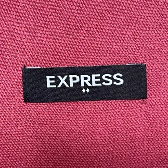 EXPRESS | Hot Pink Satin Style Knee Length Side Slit Skirt | Size L - Picture 5 of 9